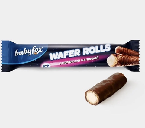Фото Конфеты Беби Фокс Wafer Rolls с молочной начинкой